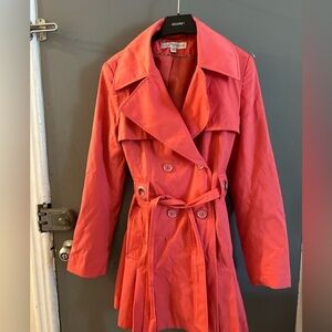 Via Spiga Vibrant Coral Trench Coat quiet luxury old money